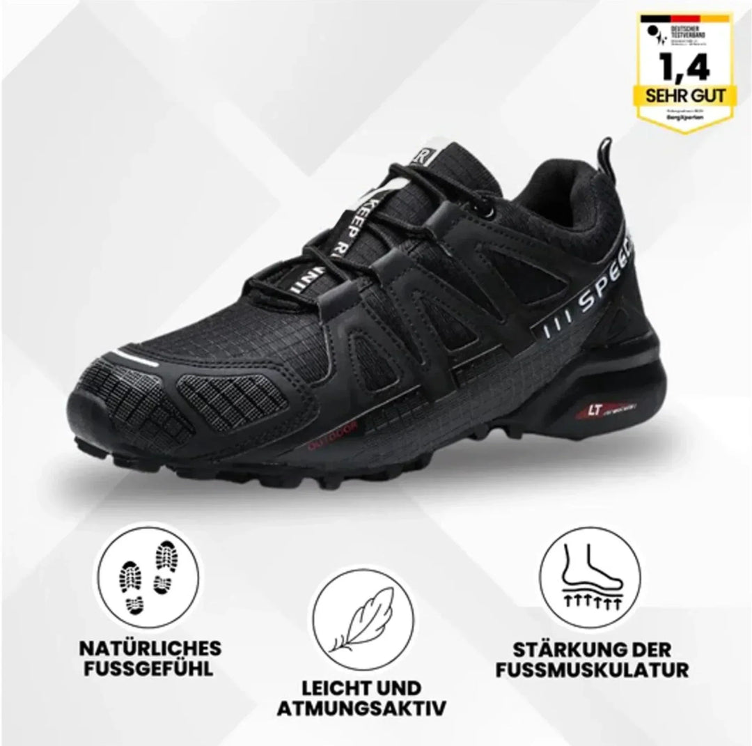 Wetterfester Urban-Trail Sneaker in Schwarz/Neon