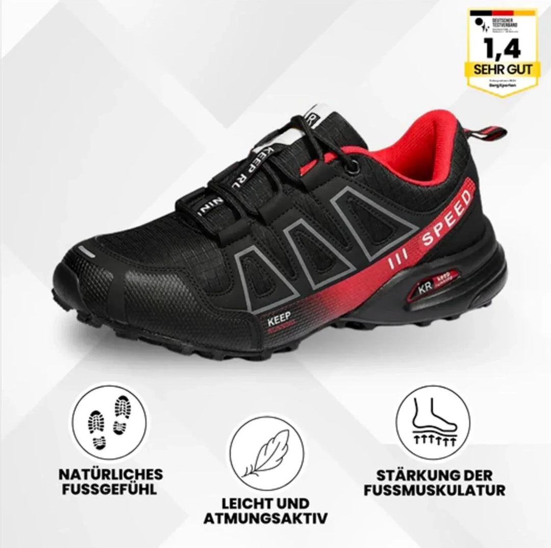Wetterfester Urban-Trail Sneaker in Schwarz/Neon