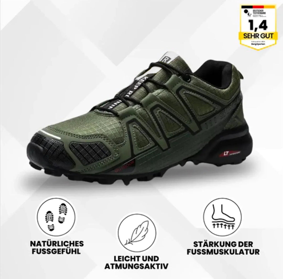 Wetterfester Urban-Trail Sneaker in Schwarz/Neon