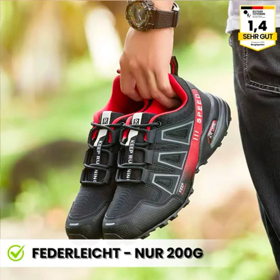 Wetterfester Urban-Trail Sneaker in Schwarz/Neon