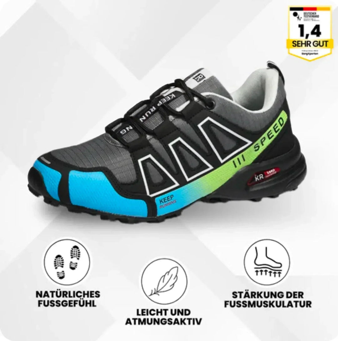 Wetterfester Urban-Trail Sneaker in Schwarz/Neon