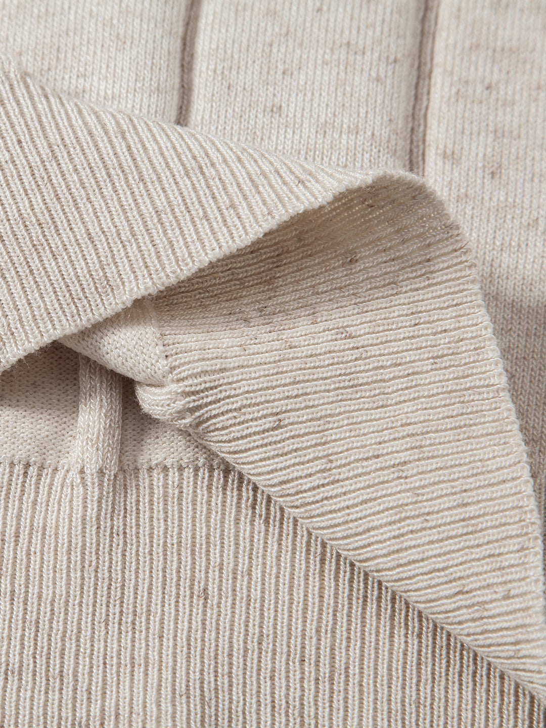 Elegantes Strickpolo Zweiteiler-Set mit Textur in Beige & Braun