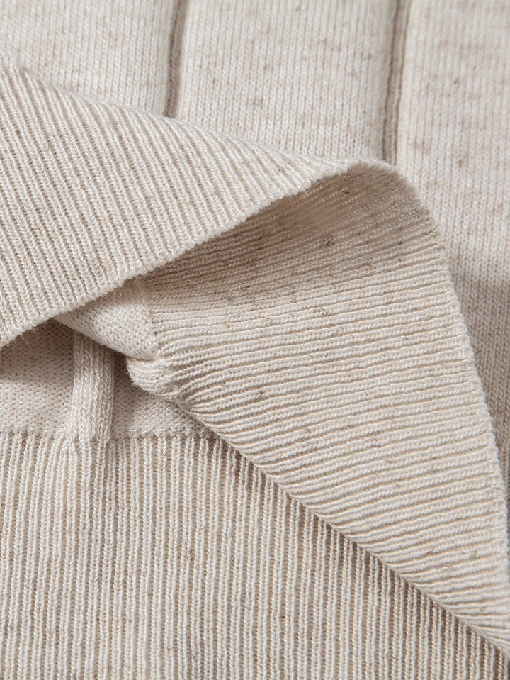 Elegantes Strickpolo Zweiteiler-Set mit Textur in Beige & Braun