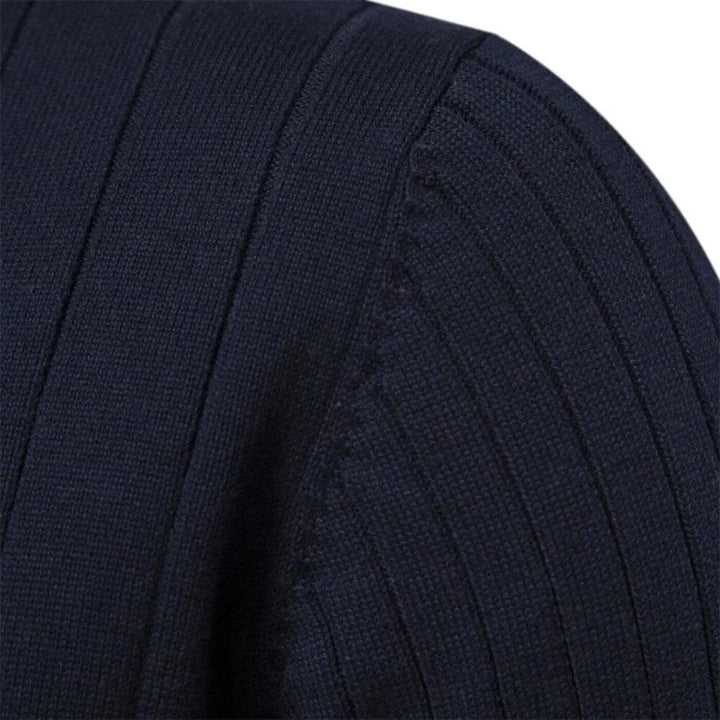 Marineblauer Troyer-Pullover in Feinstrick-Optik