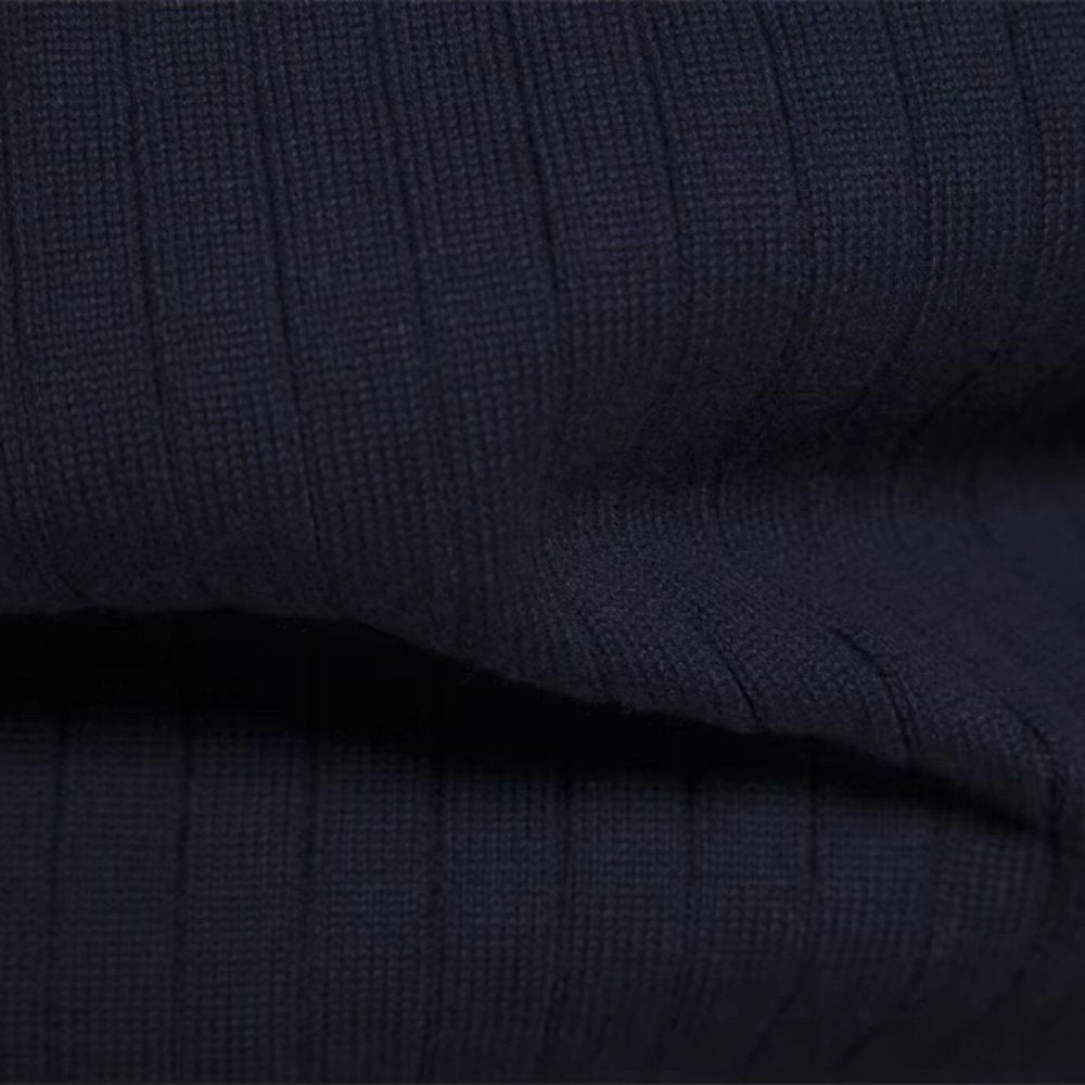 Marineblauer Troyer-Pullover in Feinstrick-Optik