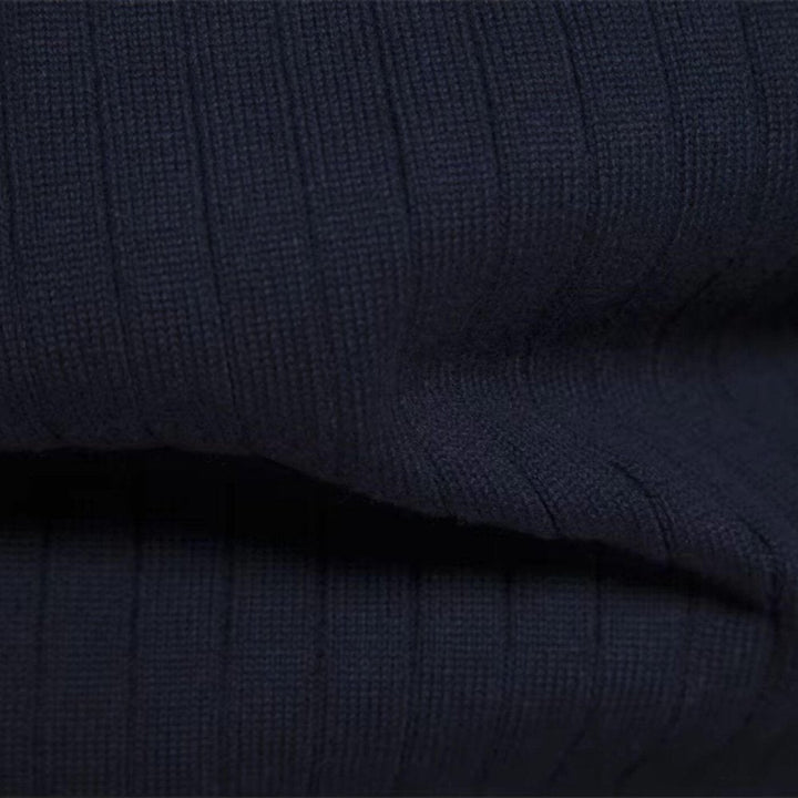Marineblauer Troyer-Pullover in Feinstrick-Optik