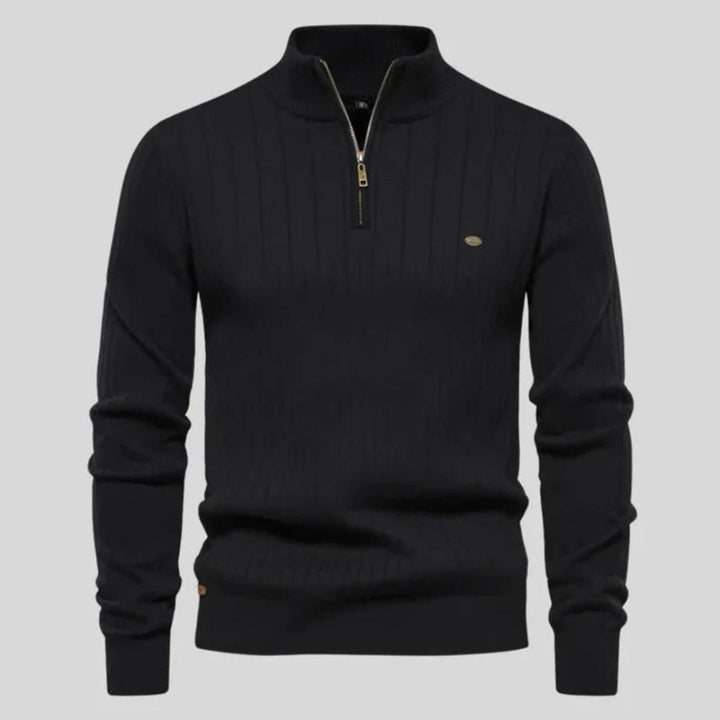 Marineblauer Troyer-Pullover in Feinstrick-Optik