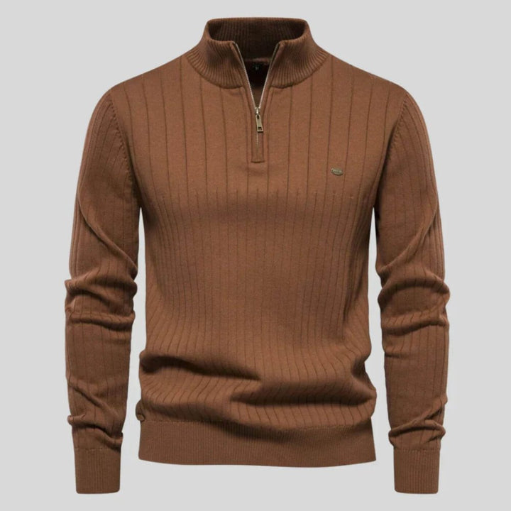 Marineblauer Troyer-Pullover in Feinstrick-Optik