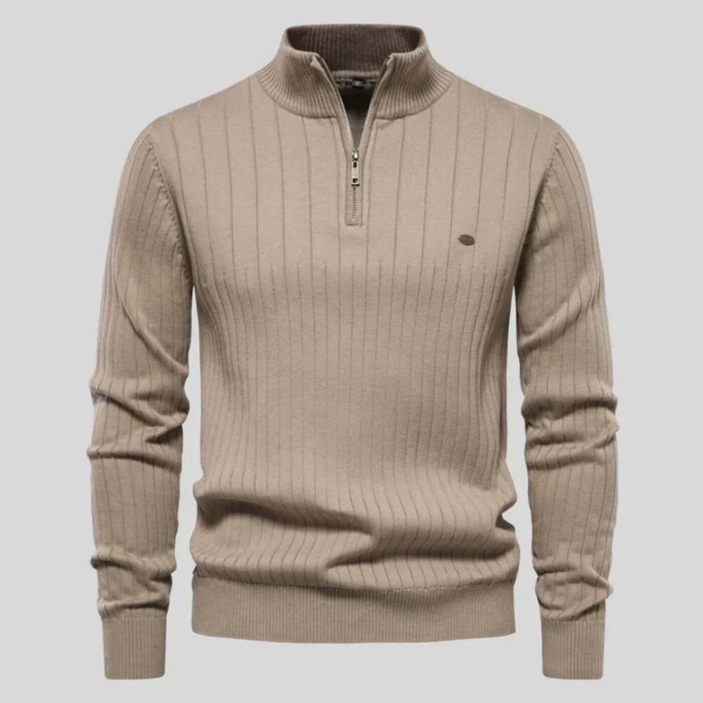 Marineblauer Troyer-Pullover in Feinstrick-Optik