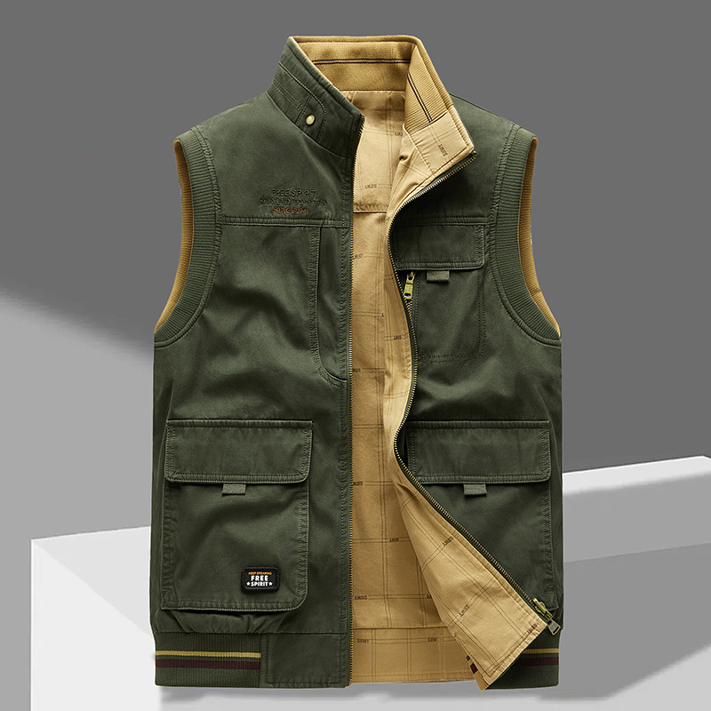 Ärmellose Utility-Weste in Beige mit Cargo-Taschen