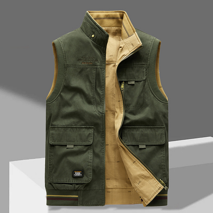 Ärmellose Utility-Weste in Beige mit Cargo-Taschen