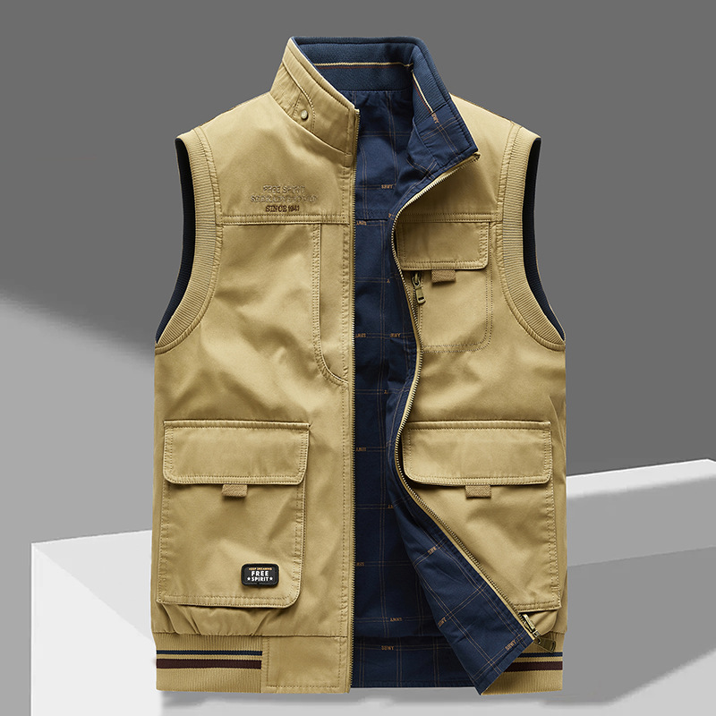 Ärmellose Utility-Weste in Beige mit Cargo-Taschen