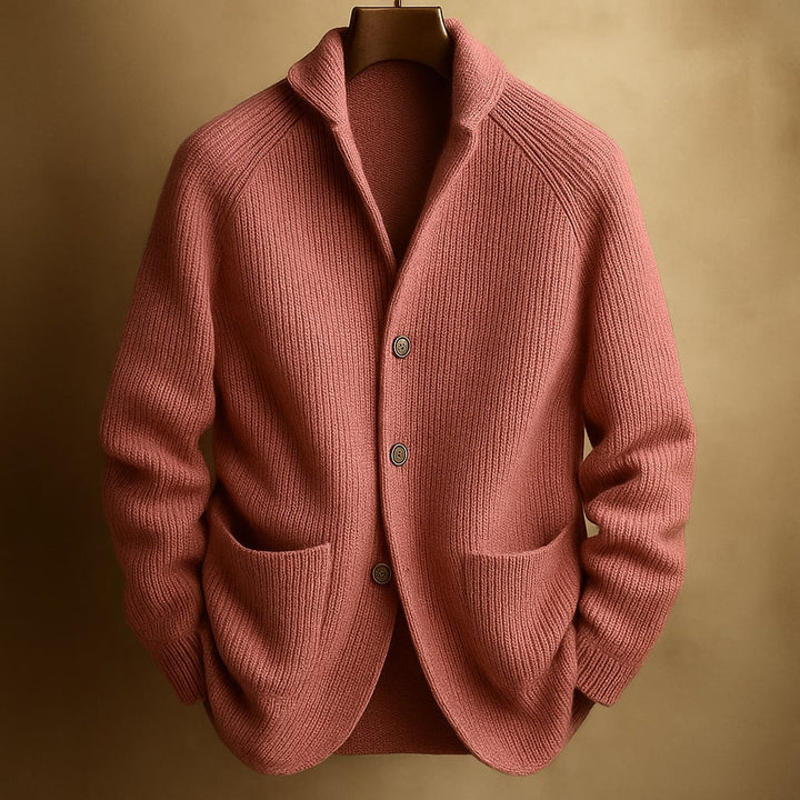 Altrosa Strickjacke mit Raglanärmeln und Knopfleiste
