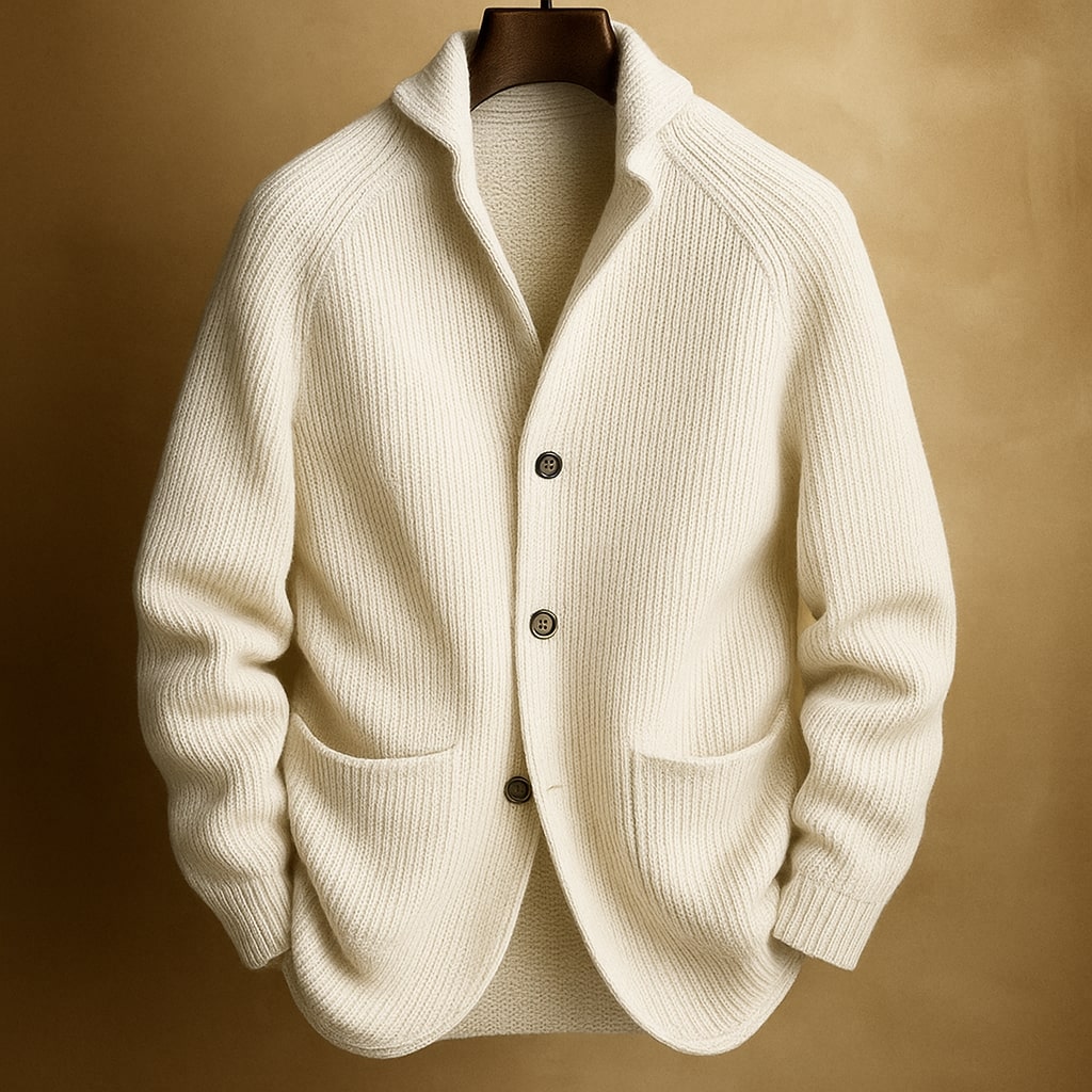 Altrosa Strickjacke mit Raglanärmeln und Knopfleiste
