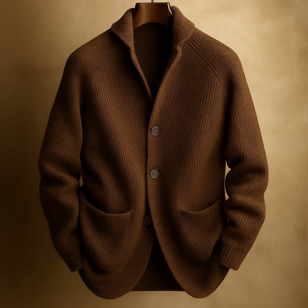 Altrosa Strickjacke mit Raglanärmeln und Knopfleiste