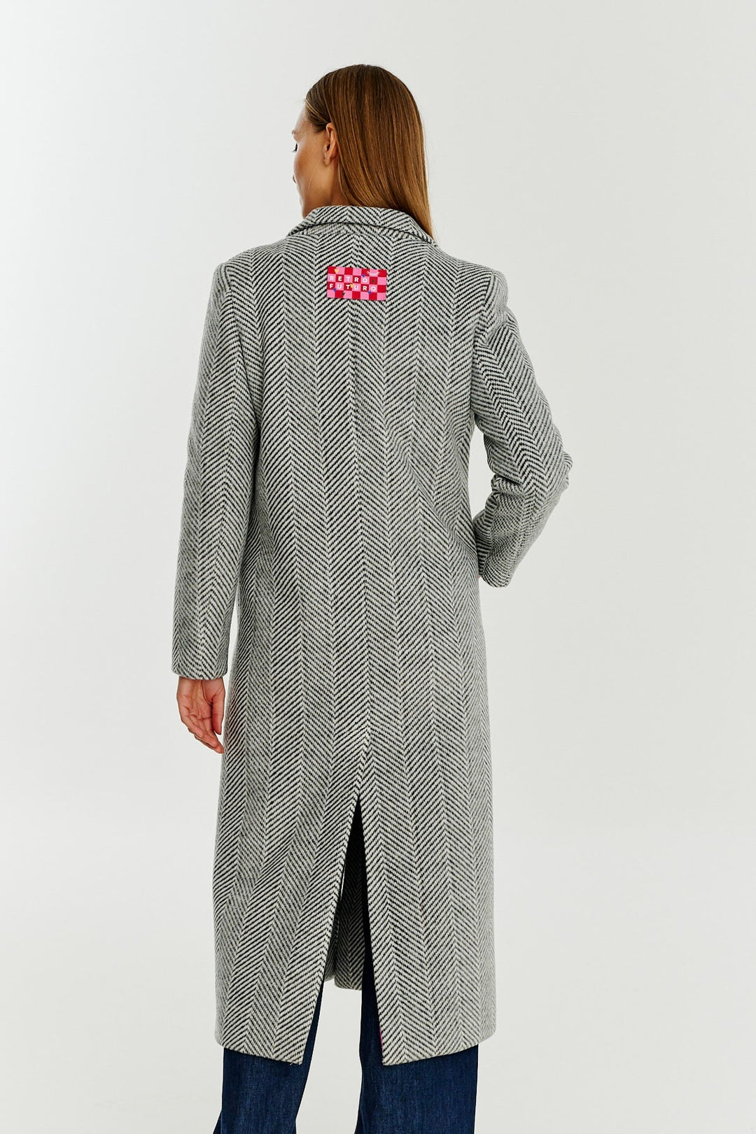 Klassischer Oversize-Fischgratmantel für Damen