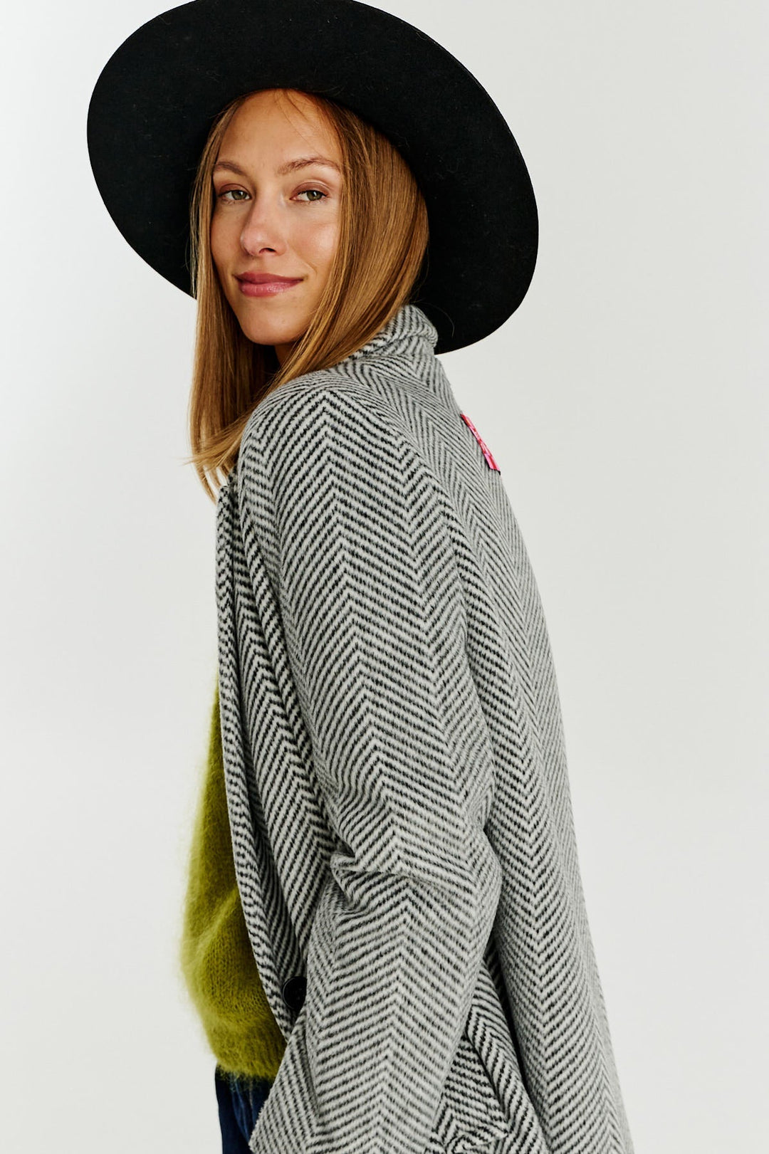 Klassischer Oversize-Fischgratmantel für Damen