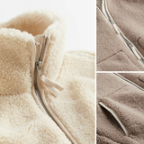 Heike – Kuschelige Teddyjacke im Kontrast-Look