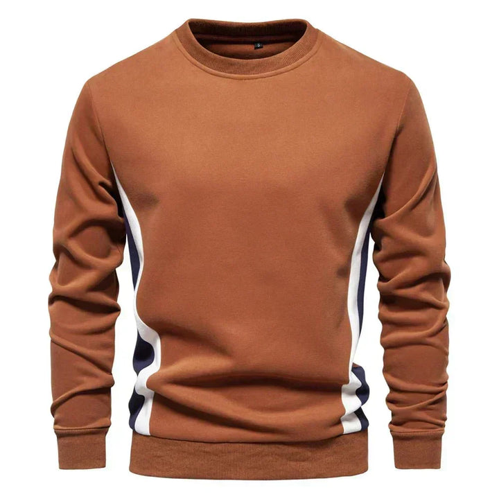 Blauer Sweat-Pullover mit kontrastierenden Seitenstreifen