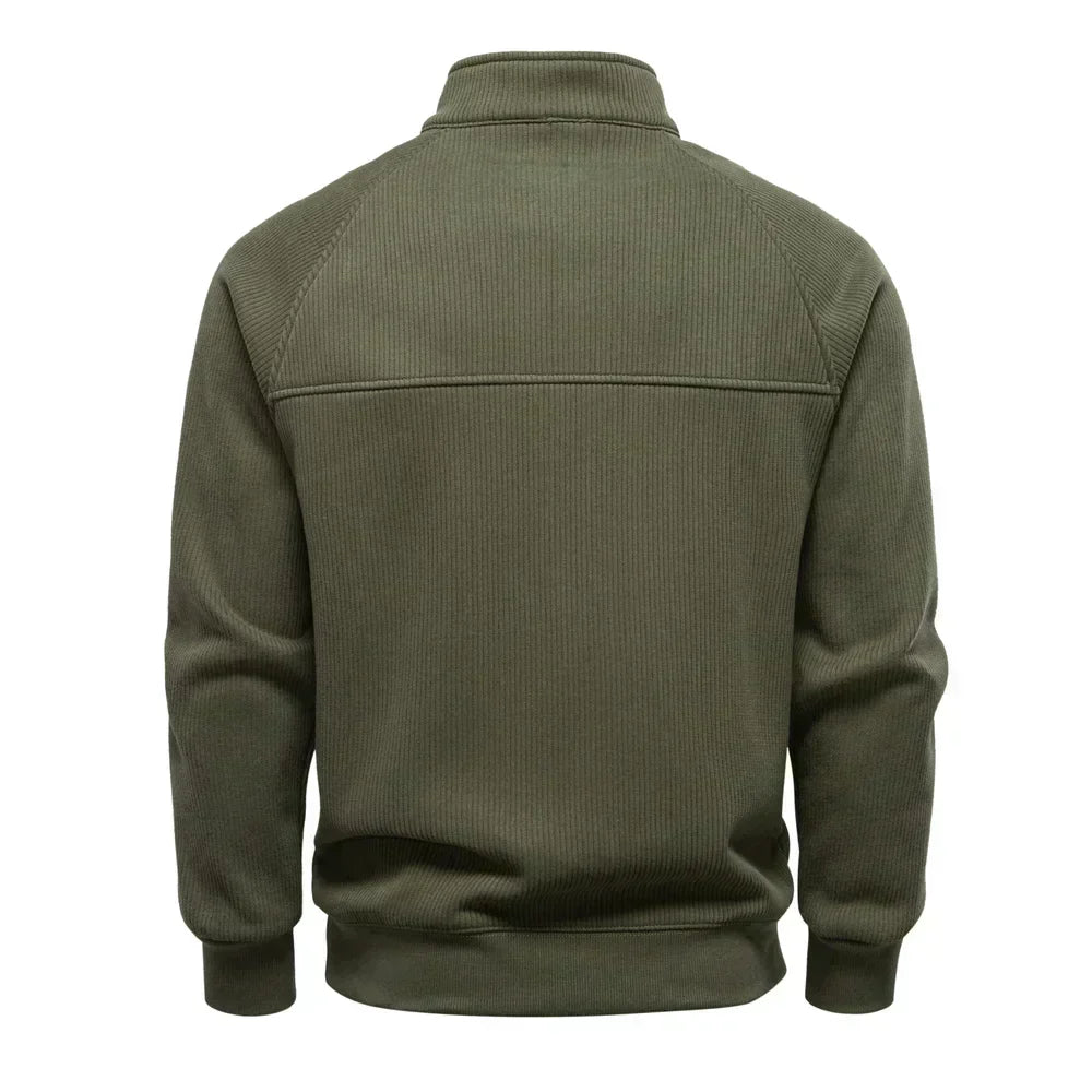 Grauer Troyer-Pullover mit halbem Reißverschluss