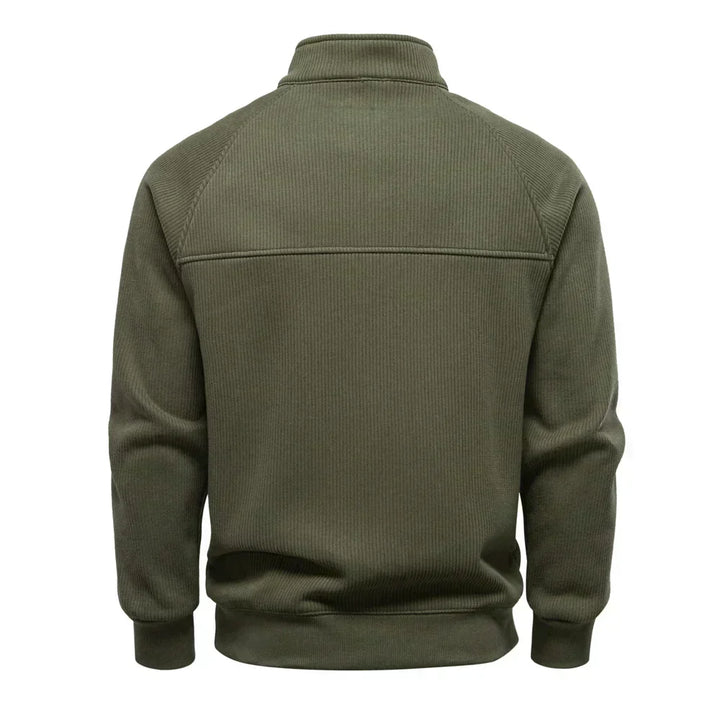 Grauer Troyer-Pullover mit halbem Reißverschluss