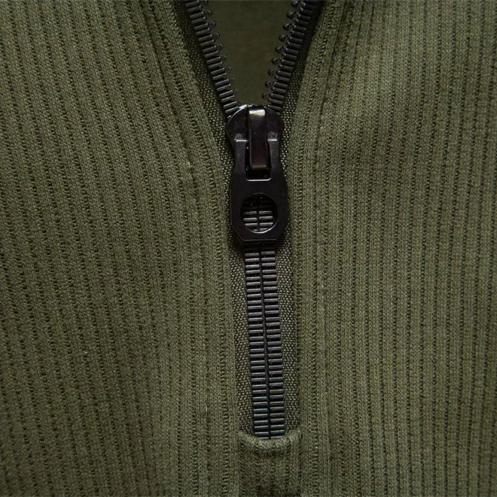 Grauer Troyer-Pullover mit halbem Reißverschluss