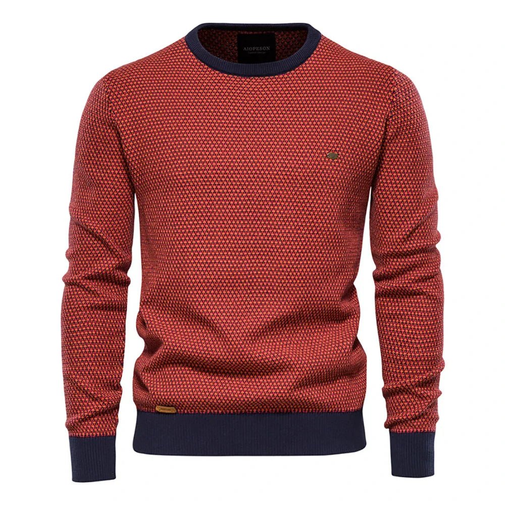 Zweifarbiger Wabenstrick-Pullover mit Kontrastbündchen