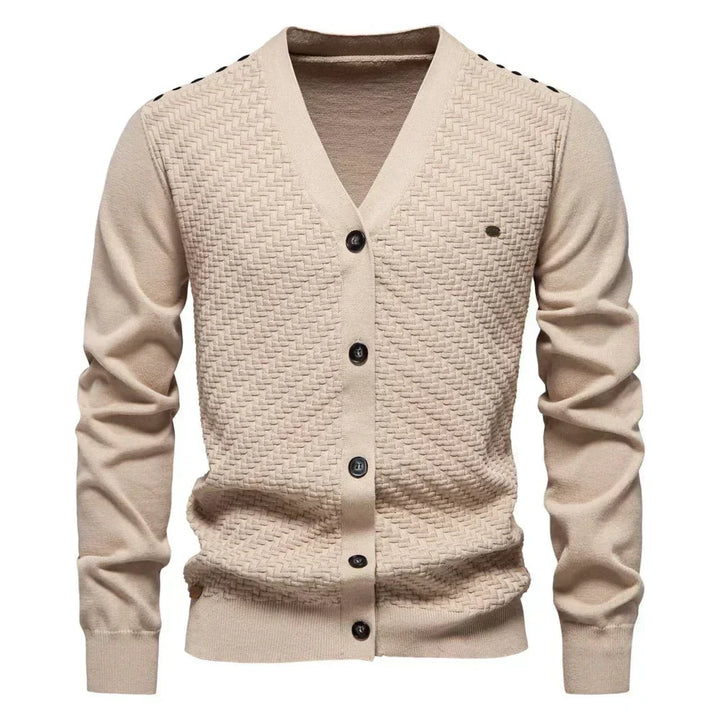 Hellgrauer V-Ausschnitt Cardigan mit Struktur-Front