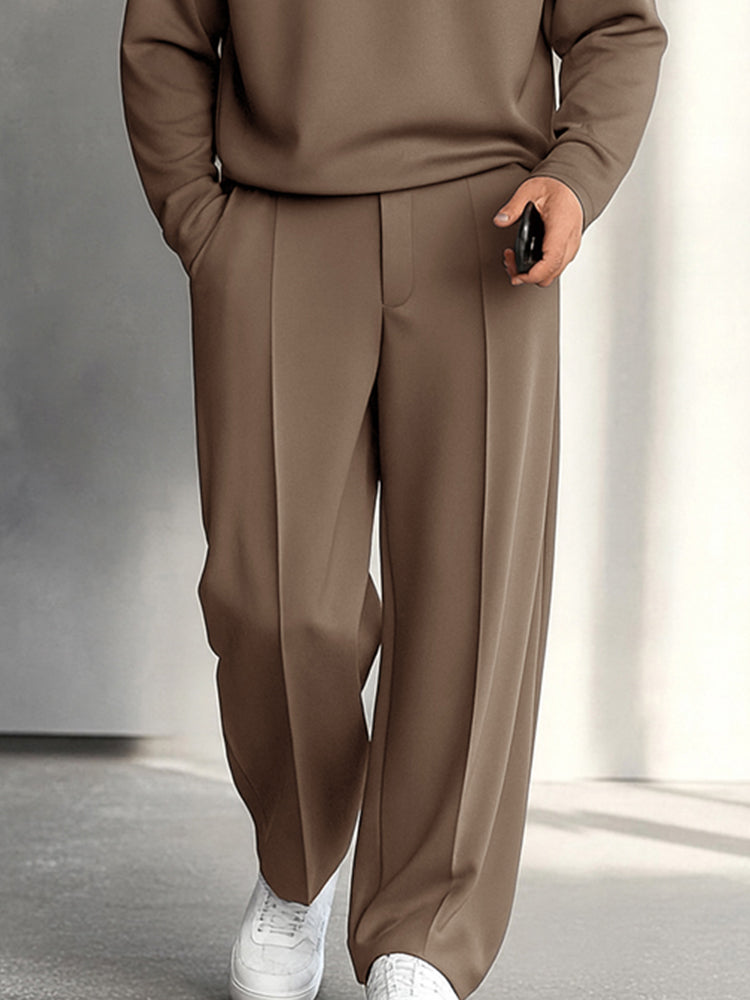 Minimalistisches Quarter-Zip Zweiteiler-Set in Schwarz