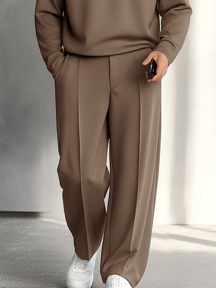 Minimalistisches Quarter-Zip Zweiteiler-Set in Schwarz