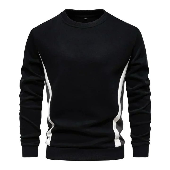 Blauer Sweat-Pullover mit kontrastierenden Seitenstreifen