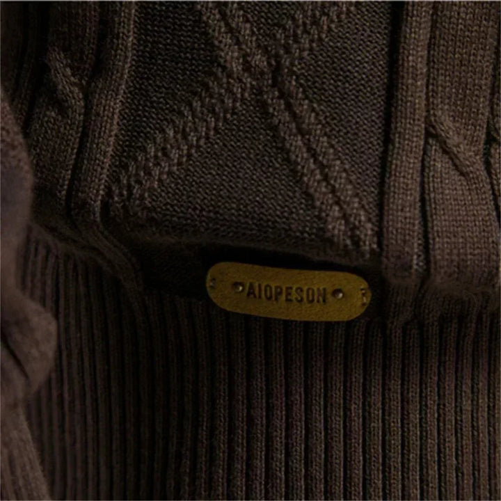 Grauer Strukturstrick-Cardigan mit Schalkragen