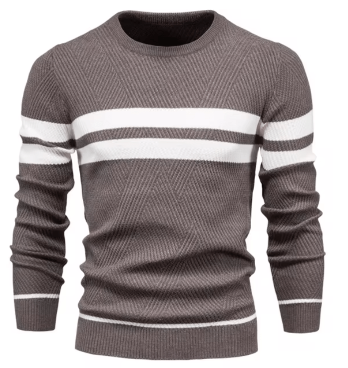 Blau-weißer Colorblock-Pullover mit Strukturmuster