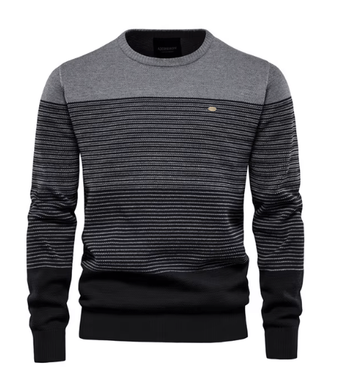 Colorblock-Strickpullover in Beige und Dunkelgrün