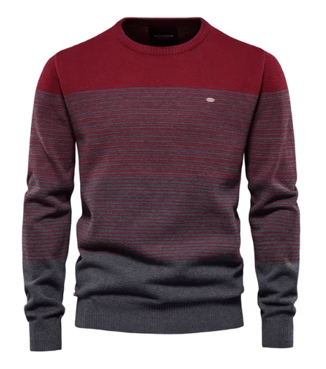 Colorblock-Strickpullover in Beige und Dunkelgrün