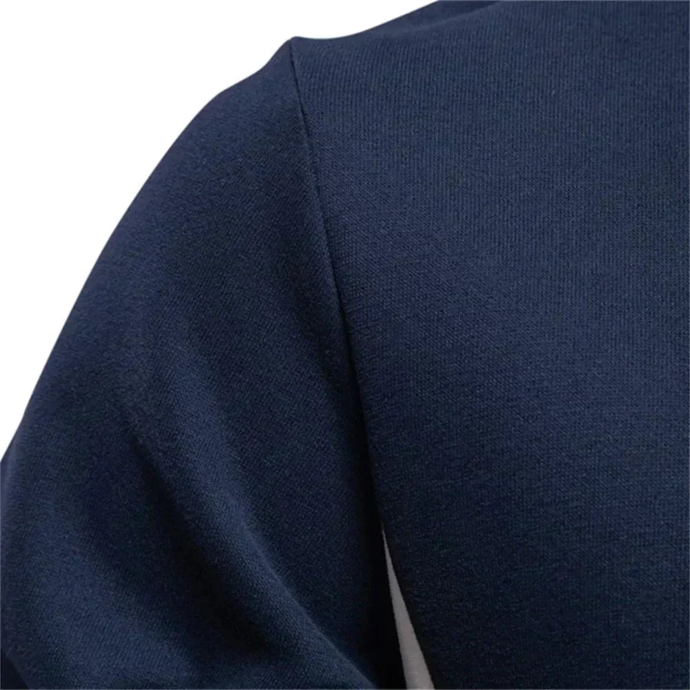 Blauer Sweat-Pullover mit kontrastierenden Seitenstreifen