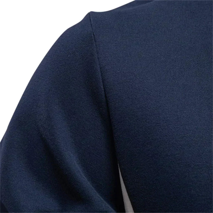 Blauer Sweat-Pullover mit kontrastierenden Seitenstreifen