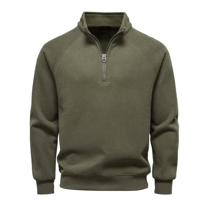 Grauer Troyer-Pullover mit halbem Reißverschluss