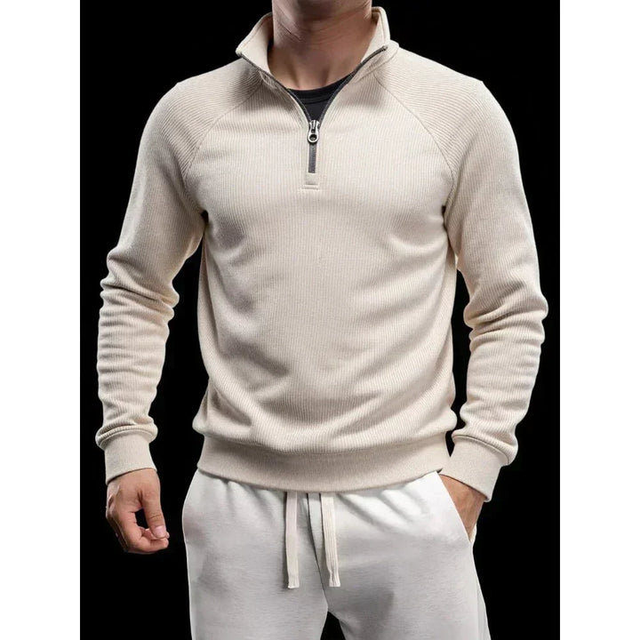 Grauer Troyer-Pullover mit halbem Reißverschluss