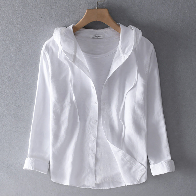 Gestreiftes Kapuzen-Hemd mit Fake-Layering