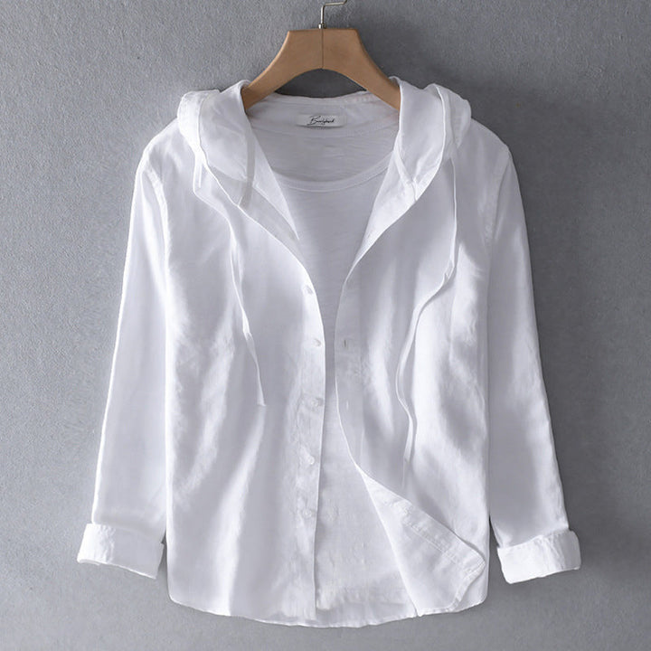 Gestreiftes Kapuzen-Hemd mit Fake-Layering