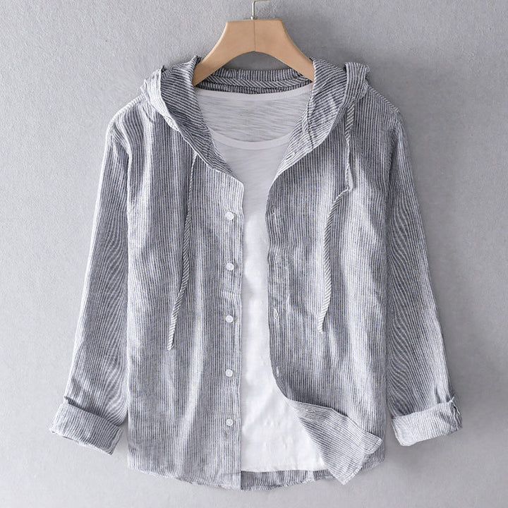 Gestreiftes Kapuzen-Hemd mit Fake-Layering