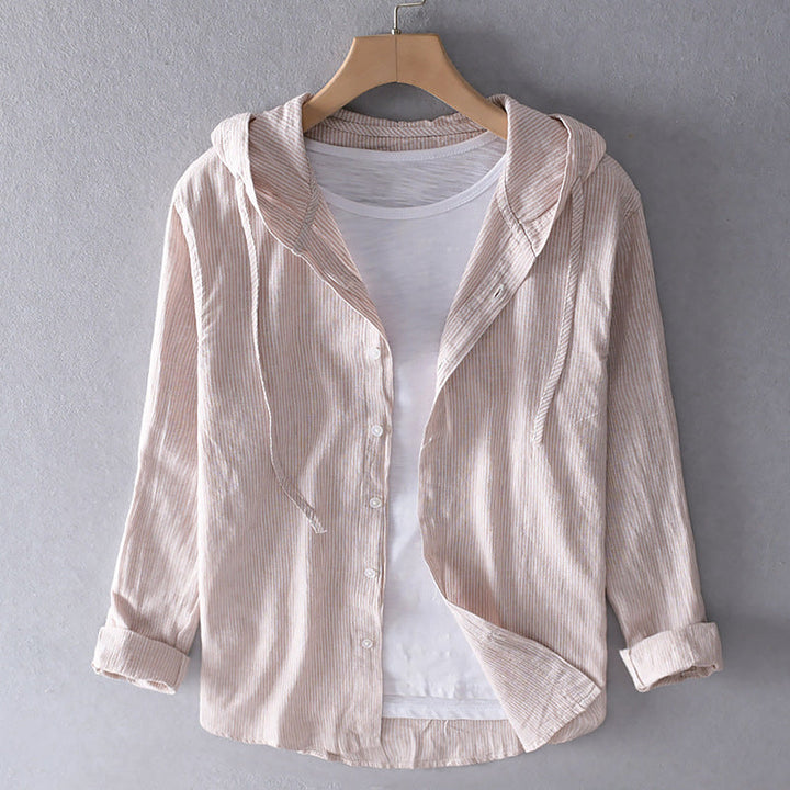 Gestreiftes Kapuzen-Hemd mit Fake-Layering