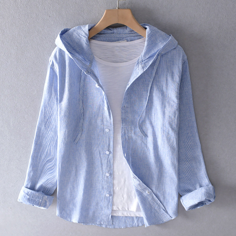 Gestreiftes Kapuzen-Hemd mit Fake-Layering