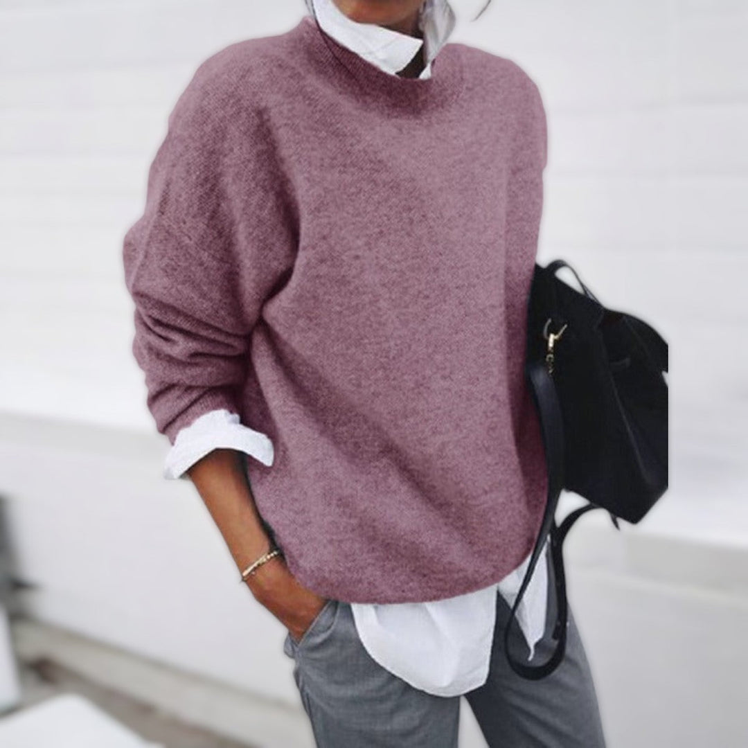 Blauer Strickpullover mit Lagen-Look