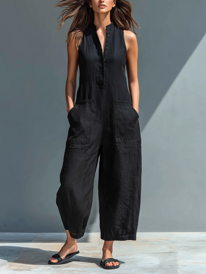 Lila ärmelloser Jumpsuit