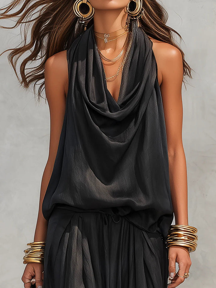 Serena Halter Neck Top und Faltenhose Set