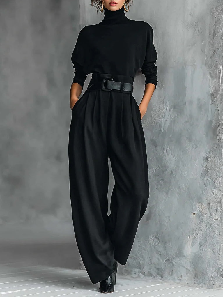 Zweiteiliges Set mit Rollkragen und weiter Hose