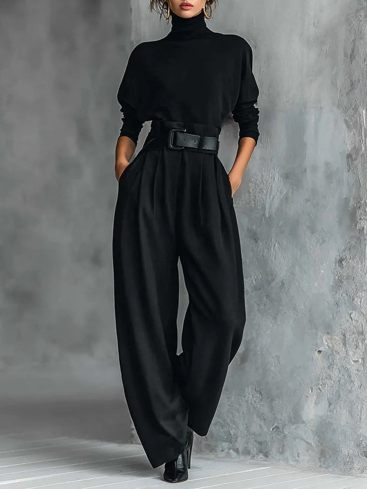 Zweiteiliges Set mit Rollkragen und weiter Hose
