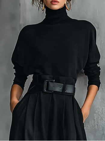 Zweiteiliges Set mit Rollkragen und weiter Hose